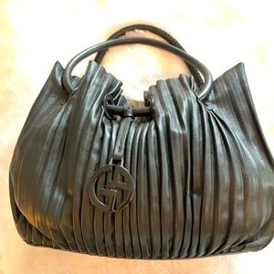 Giorgio Armani Leather Pleated Hobo